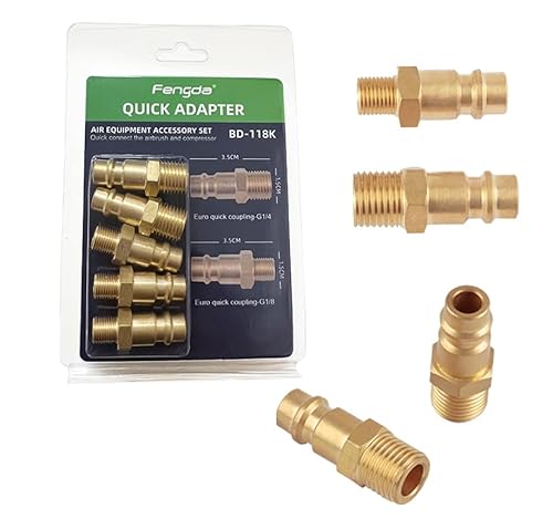 Fengda Europe Schnellkupplung BD-118K mit 2 Stück 1/8"-Adapter und 3 Stück 1/4"-Adapter von Fengda
