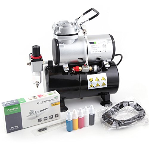 Fengda FD-186K Airbrush Kompressor Komplett set Mächtig Luftstrom und Luftdruck mit Airbrushpistole und airbrush Zubehör Profi Starter set. von Fengda