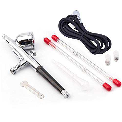 Fengda Profi Doppelte Aktion Airbrush Pistole Kit FE-130K mit Adapter, Airbrush-Schlauch, Düsen und Nadeln zum Malen, Kuchendekorieren, Tätowierung, Modell von Fengda