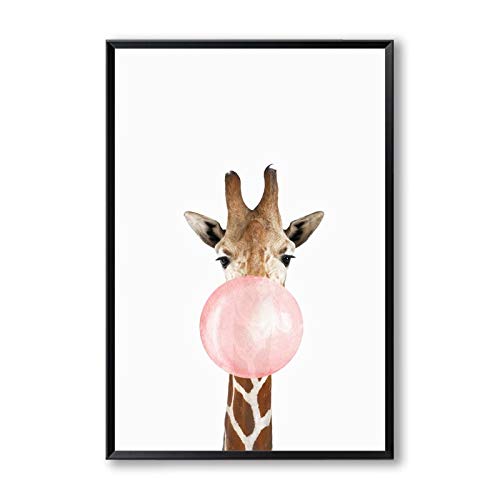 Bubble Bubble Gum Giraffe Zebra Tier Poster Leinwand Kunst Malerei Wandkunst Kinderzimmer Dekoratives Bild Nordic Style Kids Deco 50x70cm No Frame von Fengdp
