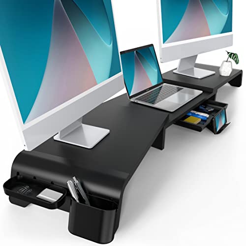 Fenge Dual Monitorständer Bildschirmständer aus Holz für Computer TV Laptop,Monitor Stand Swivel Länge Justierbar mit Schublade, Telefonhalter, 75-119 x 23,5 x 8,9 cm Schwarz G04C1122B Fenge Dual Monitorständer Bildschirmständer aus Holz für Computer TV Laptop,Monitor Stand Swivel Länge Justierbar mit Schublade, Telefonhalter, 75-119 x 23,5 x 8,9 cm Schwarz G04C1122B von Fenge