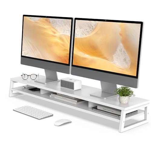 Fenge Dual Monitorständer Riser 108cm Große Computer Bildschirmständer für PC/Laptop/Fax/Drucker/TV, Schreibtisch Organizer,Tragfähigkeit 45KG (Weiß) Fenge Dual Monitorständer Riser 108cm Große Computer Bildschirmständer für PC/Laptop/Fax/Drucker/TV, Schreibtisch Organizer,Tragfähigkeit 45KG (Weiß) von Fenge