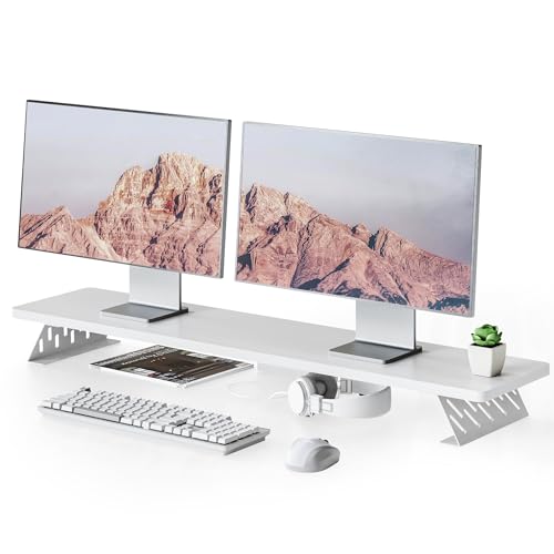 Fenge Dual Monitorständer mit Modernen Metallfüßen Multifunktionaler Bildschirmständer für Computer/PC/Laptop/TV, 108x23,5x10cm Tragfähigkeit 30KG Weiß Fenge Dual Monitorständer mit Modernen Metallfüßen Multifunktionaler Bildschirmständer für Computer/PC/Laptop/TV, 108x23,5x10cm Tragfähigkeit 30KG Weiß von Fenge