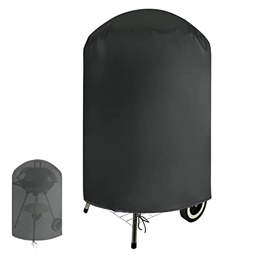 Fenghome Grillabdeckung, wasserdicht, rund, für Wasserkocher, Grill, langlebig, strapazierfähig, Gasgrill-Abdeckung mit Kordelzug, 70 x 96 cm (schwarz) von Fenghome