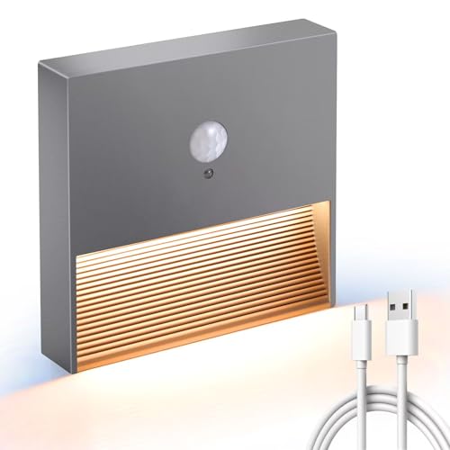 Batterie Nachtlicht Bewegungssensor Licht Innenbewegungssensor Nachtlicht Wiederaufladbare Nachtlicht Bewegungssensor Stick auf Lichtern, Einstellbare Helligkeit für Wand,Treppe,Schrank,Flur (1Pack) von FenglinWisdom