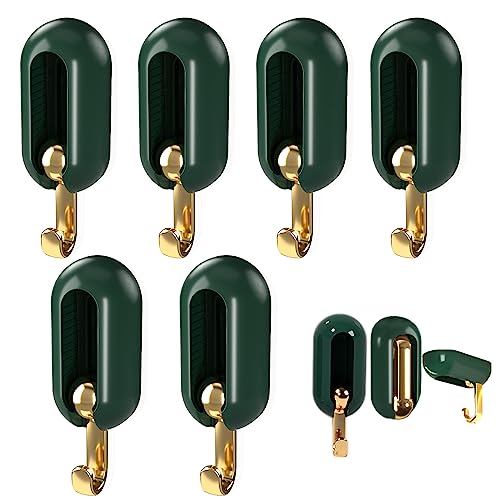 6 Stück Swivel Hook,360° Drehbar Deckenhaken Selbstklebend,Moderne Garderobenleiste Faltbarer,Deckenhaken Selbstklebend,Kleiderhaken Kinder für Bad Toilette Küche Büro, Handtücher Mützen (Grün) von Fengxunzmm