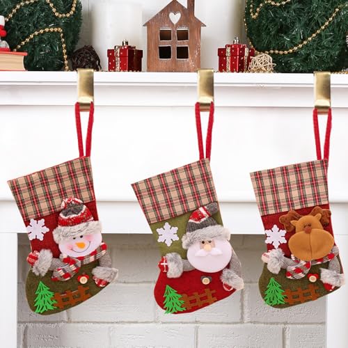 Fengxunzmm 3 Pieces Christmas Stocking, Weihnachtsstrumpf, Weihnachtsdeko Socken, Santa Stocking Set, Zum Aufhängen, Deko-Requisiten, Bonbontüten, Christbaumschmuck (16 x 19 x 32 cm) von Fengxunzmm