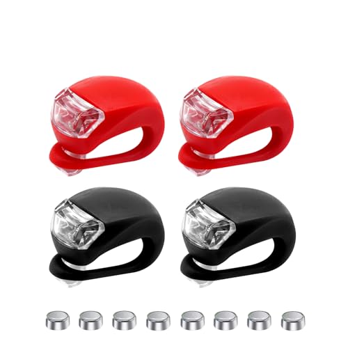 Fengyang® 4 x Kinderwagenlichter, Eclairage LED Du Chariot, LED-Clip-On Silikonband, blinkende Lichter für Rucksack, Sicherheit für Jogger (2 Rot und 2 Schwarz) von Fengyang