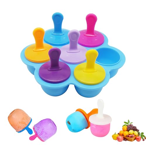Fengyang® Eis Am Stiel Formen, Silikon Mini Eisformen, Eisförmchen Popsicle Formen, Wiederverwendbare Eiscremeform Box, 8 Mulden Eisform mit Kunststoffstäbchen (blue) von Fengyang