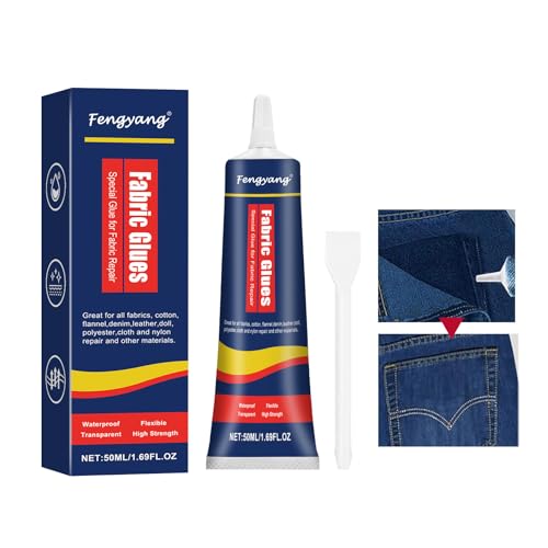 Fengyang® Textilkleber, Textilkleber Waschmaschinenfest, Permanenter Transparenter Waschbarer Textilkleber, für Stoffe, Polster, Bekleidung und Filz von Fengyang