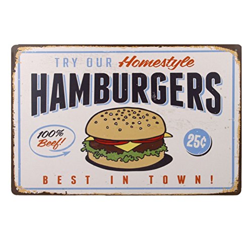 FENICAL Best in Town Hamburger Retro Vintage Blechschild Poster-Stil Wandkunst Pub Bar Dekoration von Fenical