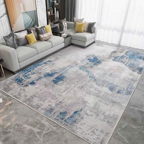 Teppiche Wohnzimmer Graue Blau Teppiche für Schlafzimmer Moderner Abstrakter Teppich Großer Kurzflor Teppich Rutschfester Weicher Wohnzimmer teppich Raumdekor (See Blau/Grau/Beige, 160 x 230 cm) von Fenisonavy