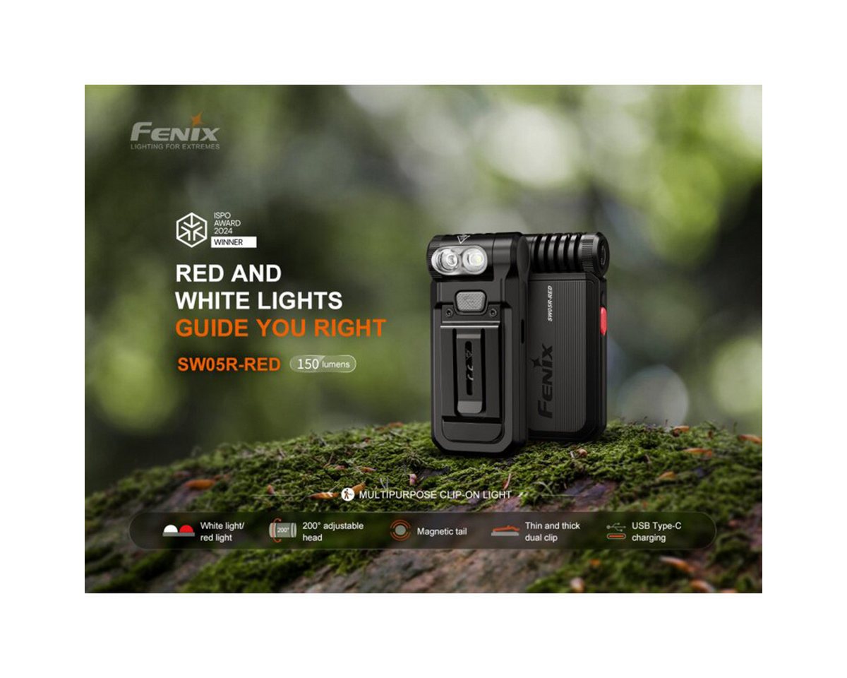 Fenix LED Taschenlampe SW05R-RED 150 Lumen - LED-Taschenlampe mit Clip Schwarz Fenix LED Taschenlampe SW05R-RED 150 Lumen - LED-Taschenlampe mit Clip Schwarz von Fenix