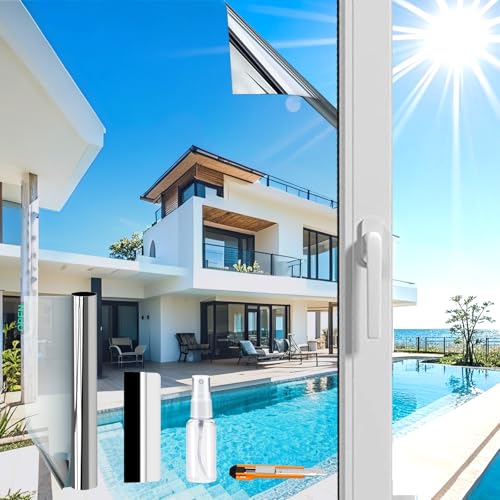 Silber(90X200cm) UV Schutzfolie | Spiegelfolie Fenster Hitzeschutz | Sonnenschutzfolie Fenster innen oder außen | Fensterfolie Sonnenschutz Hitzeschutz | Spiegelfolie Selbstklebend Rückstandslose von Fensfolie