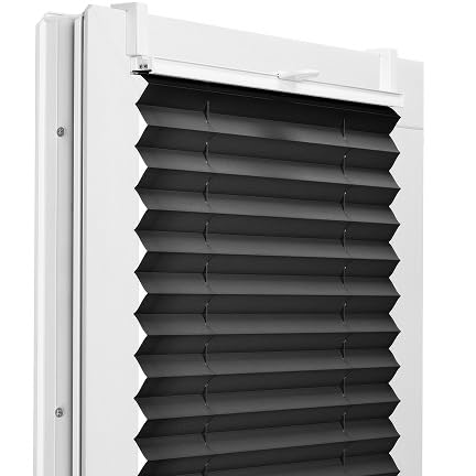 Fenster DEKOR - Plissee Klemmfix ohne Bohren Breite 125 cm x Höhe 180 cm - Fenster Plissees innen Schwarz - Faltrollo blickdicht - Faltrollos einfach zu montieren - Blissett Rollo von Fenster DEKOR