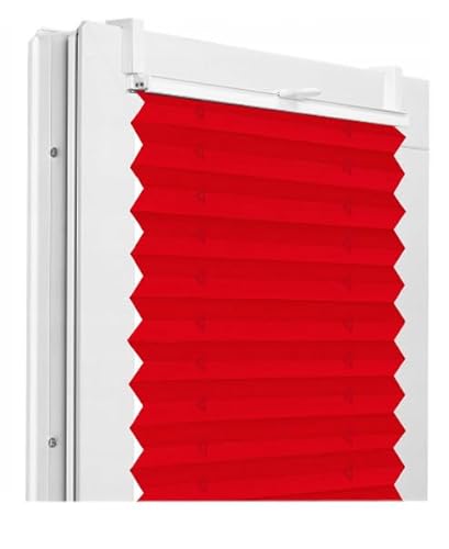 Fenster DEKOR - Plissee Klemmfix ohne Bohren Breite 65 cm x Höhe 110 cm - Fenster Plissees innen Rot - Faltrollo blickdicht - Faltrollos einfach zu montieren - Blissett Rollo von Fenster DEKOR