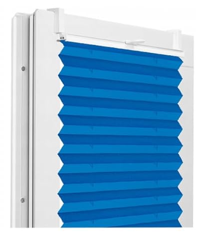 Fenster DEKOR - Plissee Klemmfix ohne Bohren Breite 85 cm x Höhe 180 cm - Fenster Plissees innen Blau - Faltrollo blickdicht - Faltrollos einfach zu montieren - Blissett Rollo von Fenster DEKOR