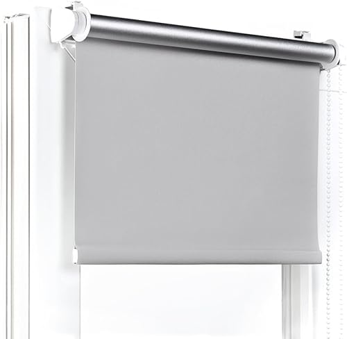 Fenster DEKOR - Rollos Für Fenster Ohne Bohren Grau - Verdunkelungsrollo B65 x H150 cm - Klemmrollo Verdunkelung - Fensterrollo Für Balkontüren - Verdunklungsrollo Leicht Zu Installieren - Klemmfix von Fenster DEKOR