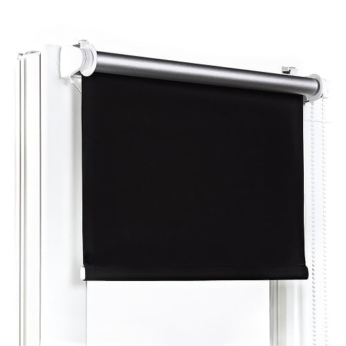 Fenster DEKOR - Rollos Für Fenster Ohne Bohren Schwarz - Verdunkelungsrollo B125 x H150 cm - Klemmrollo Verdunkelung - Fensterrollo Für Balkontüren - Verdunklungsrollo Leicht Zu Installieren von Fenster DEKOR