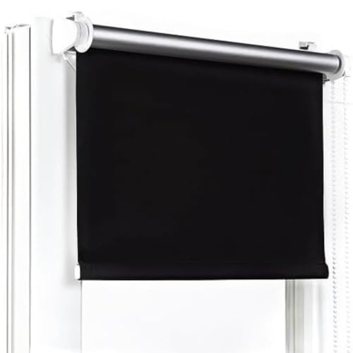 Fenster DEKOR - Rollos Für Fenster Ohne Bohren Schwarz - Verdunkelungsrollo B130 x H150 cm - Klemmrollo Verdunkelung - Fensterrollo Für Balkontüren - Verdunklungsrollo Leicht Zu Installieren von Fenster DEKOR