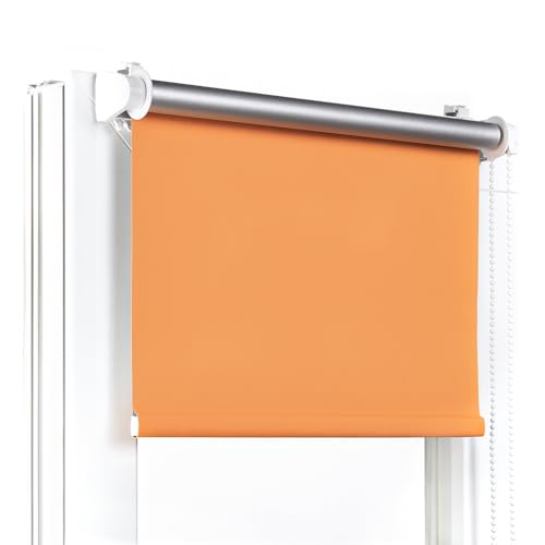 Moderne Verdunkelungsrollo ohne Bohren – Fenster/Balkontür – B100 x H150 cm, Orange – Klemmfix, einfache Montage – Thermo-Schutz, optimale Temperaturregelung – Ideal für Sichtschutz von Fenster DEKOR