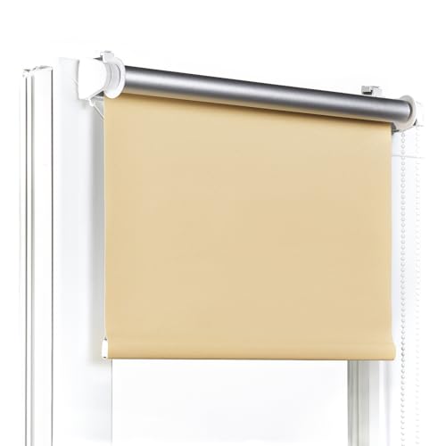Moderne Verdunkelungsrollo ohne Bohren – Fenster/Balkontür – B120 x H150 cm, Honiggelb – Klemmfix, einfache Montage – Thermo-Schutz, optimale Temperaturregelung – Ideal für Sichtschutz von Fenster DEKOR