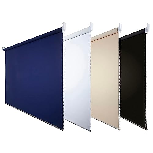 FENSTERDECOR Verdunkelungs-Rollo 90x180 cm (BxH) in Blau I Verdunkelung I Fensterrollo innen mit flexiblem Seitenzug I Verdunkelnd & Blickdicht von Fensterdecor