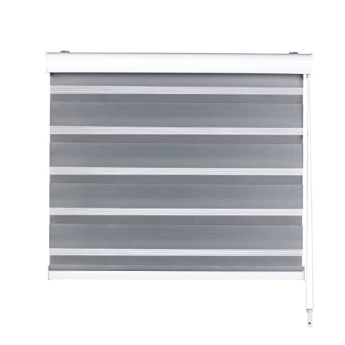 Fensterdecor Doppelrollo Verdunkelung 100 x 230 cm in Grau I Sichtschutz-Rollo für Fenster I Lichtdurchlässigkeit anpassbar I Tag & Nacht tauglich I Flexibler Seitenzug I Premium Qualität von Fensterdecor