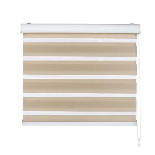 Fensterdecor Doppelrollo Verdunkelung 80 x 180 cm in Creme I Sichtschutz-Rollo für Fenster I Lichtdurchlässigkeit anpassbar I Tag & Nacht tauglich I Flexibler Seitenzug I Premium Qualität von Fensterdecor