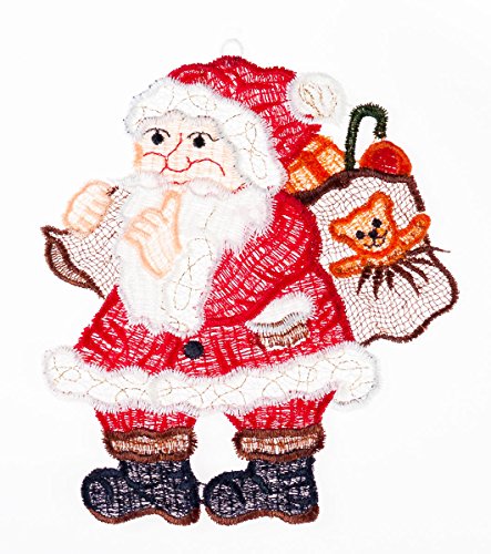 Fensterbild Weihnachtsmann farbig 13 x 17 cm aus Plauener Spitze Fensterdeko Fensterschmuck Bilder Handarbeit Deko Fenster Fensterbild Weihnachtsmann farbig 13 x 17 cm aus Plauener Spitze Fensterdeko Fensterschmuck Bilder Handarbeit Deko Fenster von Fensterdekoration