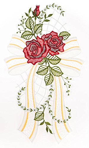 Fensterbild Rose farbig 21 x 36 cm aus Plauener Spitze Fensterdeko Fensterschmuck Bilder Handarbeit Deko Fenster Fensterbild Rose farbig 21 x 36 cm aus Plauener Spitze Fensterdeko Fensterschmuck Bilder Handarbeit Deko Fenster von Fensterdekoration