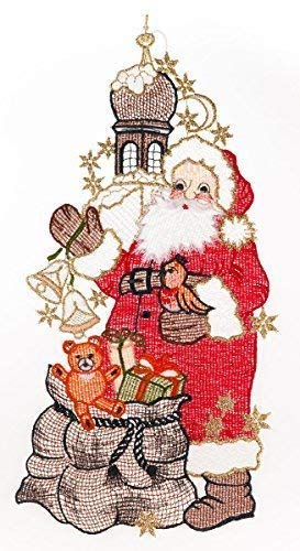 Plauener Spitze Fensterbild "Santa Claus" farbig Fensterdeko Fensterschmuck Bilder Handarbeit Deko Fenster von Fensterdekoration