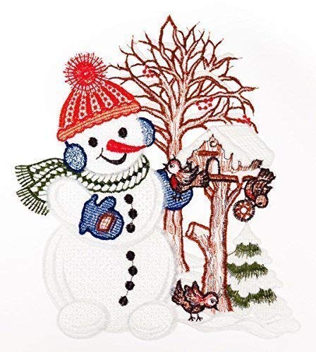 Plauener Spitze Fensterbild"Schneemann mit Vogelhaus" Fensterdeko Fensterschmuck Bilder Deko Fenster Plauener Spitze Fensterbild"Schneemann mit Vogelhaus" Fensterdeko Fensterschmuck Bilder Deko Fenster von Fensterdekoration