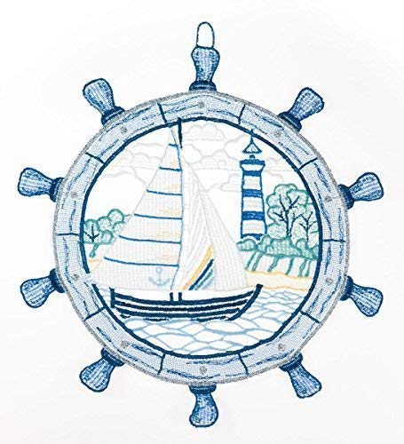 Fensterbild Steuerrad blau 21 x 23 cm aus Plauener Spitze Fensterdeko Fensterschmuck Bilder Handarbeit Deko Fenster Fensterbild Steuerrad blau 21 x 23 cm aus Plauener Spitze Fensterdeko Fensterschmuck Bilder Handarbeit Deko Fenster von Fensterdekoration