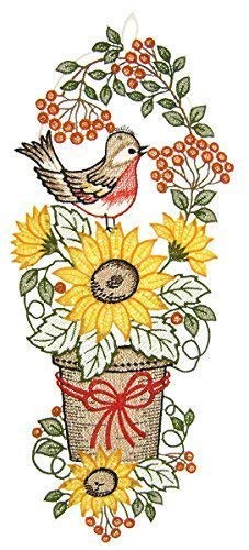 Fensterbild Vogel mit Sonnenblumen farbig 17 x 40 cm aus Plauener Spitze Fensterdeko Fensterschmuck Bilder Handarbeit Deko Fenster Fensterbild Vogel mit Sonnenblumen farbig 17 x 40 cm aus Plauener Spitze Fensterdeko Fensterschmuck Bilder Handarbeit Deko Fenster von Fensterdekoration