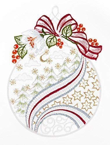 Fensterbild Weihnachtskugel farbig 18 x 25 cm aus Spitze Fensterdeko Fensterschmuck Bilder Handarbeit Deko Fenster Fensterbild Weihnachtskugel farbig 18 x 25 cm aus Spitze Fensterdeko Fensterschmuck Bilder Handarbeit Deko Fenster von Fensterdekoration