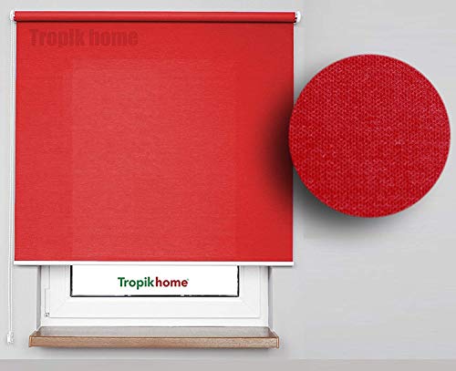 Fensterrollo 100 cm BREITE 175 cm LANG ROT VERDUNKLUNG 50% SICHTSCHUTZROLLO INKL. SEILZUG Fenster Rollo KLEMMROLLO 100x175 von beytug