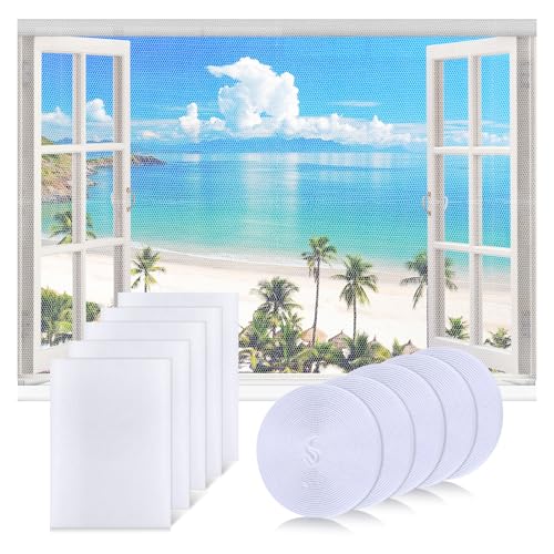 5Stk Fliegengitter Fenster, Fliegengitter Zuschneidbar 130x150cm, Selbstklebend Insektenschutz Fenster mit 5 Rollen Klebeband, Fliegennetz Fenster, Hohe Dichte Mückengitter, Insektenschutz für Fenster von Fentar
