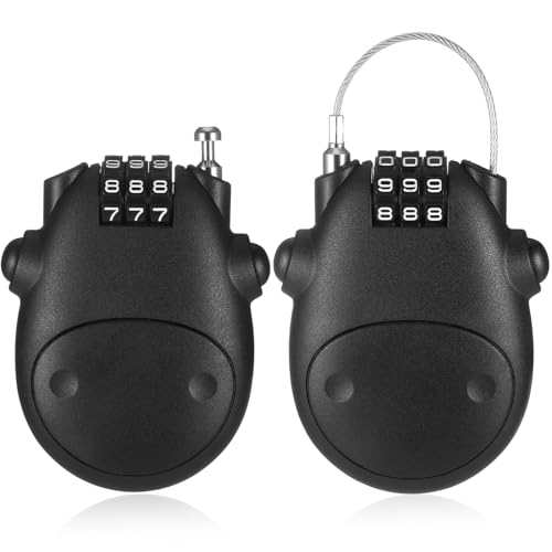 Fentar 2stk Kabelschloss Zahlenschloss, Wasserdichtes Fahrradschloss Klein, Tragbares Helmschloss, Rollerschloss, Fahrradschloss Leicht, 81cm Einziehbare Seilschloss für Helm Motorrad Scooter Koffer von Fentar