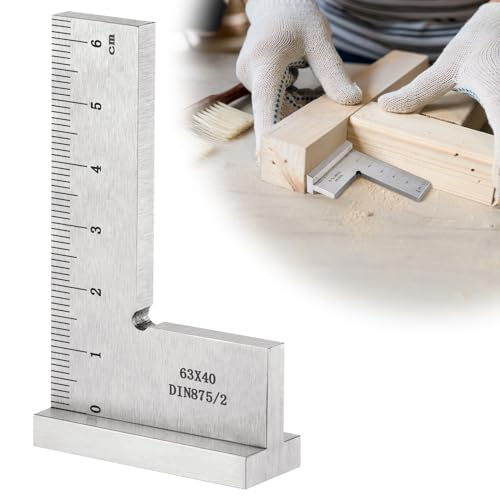 Fentar Schlosserwinkel, Präzise 90° Anschlagwinkel aus Massivem Kohlenstoffstahl, Klein Zimmermannswinkel, Schlosserwinkel mit Anschla, DIN875 Präzisionswinkel für Holzbearbeitung Modellbau (63x40mm) von Fentar