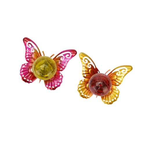 Fenteer 2 Stück Solarleuchten in Schmetterlingsform, Gartendekoration, Eisenkunst, solarbetrieben, beleuchtet als Geschenk für draußen, Rasen, Tischplatte, von Fenteer
