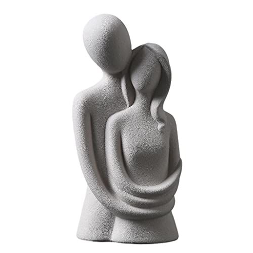 Fenteer 8 Zoll Zusammen Liebe Paar Figuren, Geliebtes Umarmte Liebhaber Statue Skulptur Newlyweds, Hochzeit Regal Dekoration, Mann Frau Desktop Ornament - Grau von Fenteer