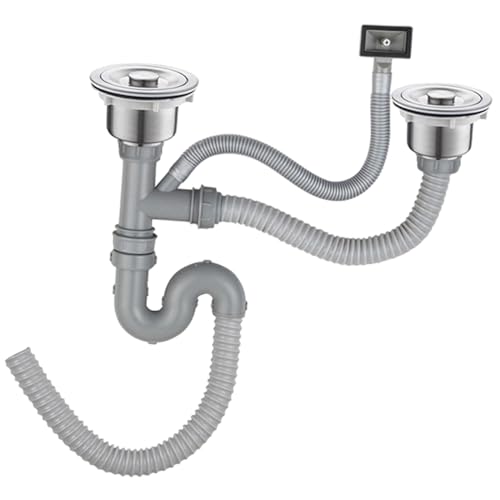 Fenteer Abflussrohr für Küchenspüle, Abwasserrohr, Edelstahl, flexibles Abwasserrohr, Abflussrohr für Abwasserkanal, Küche, Hausspüle, Doppelter Schlitz von Fenteer