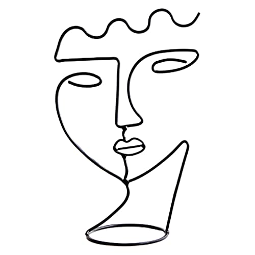 Fenteer Abstrakte Metall Gesicht Umriss Skulptur Dekoration Eisen One Line Statue Figurine Shop Huthalter Perücke Rack Ständer - Gesicht S von Fenteer