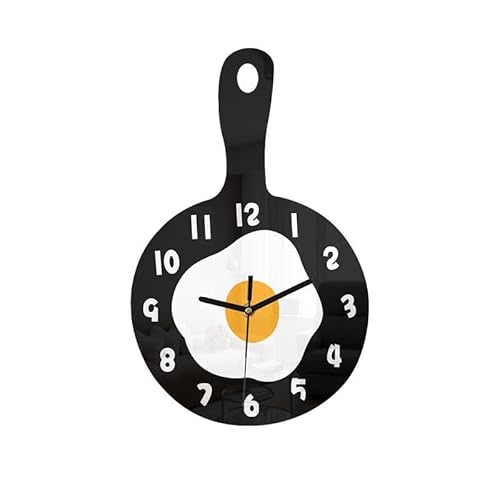 Fenteer Bratpfanne Eier Wanduhr Perfektes Dekor Küchenuhr Wohnzimmeruhr Bürouhr Pfannen Uhr, wanduhr für Wohnzimmer, Zimmer, Büro, Schwarz 2 von Fenteer