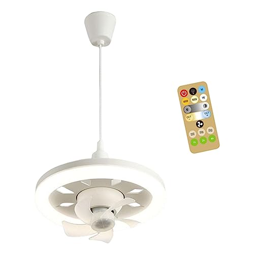 Fenteer Deckenventilator-Licht, Deckenbeleuchtung, flache Deckenventilatoren, Kronleuchter-Lampe, 3 Geschwindigkeiten, Deckenventilator mit Leuchte für, 60 W mit 1 m Kabel von Fenteer