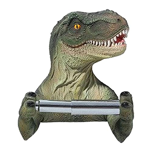 Fenteer Dekorativer Harz Toilettenpapierhalter Organizer Stanzfreier, Dinosaurier Stil Klopapierhalter Handtuchhalter Rollenhalter Papierhandtuchhalter für Toiletten Dekoration, Grün von Fenteer