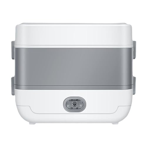 Fenteer Elektrische Wärme-Lunchbox, Kleiner Reiskocher, selbstkochender Edelstahl-Dampfgarer, Lebensmittel-Isolierungs-Lunchbox, Doppelstöckig von Fenteer
