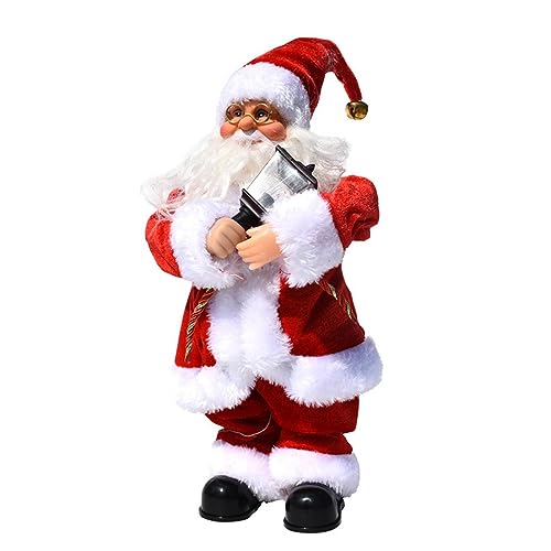 Fenteer Elektrische Weihnachtsmann-Puppe, Kinder-Geschenk, Geschenke mit Musik und Lichtern, Weihnachtsmann-Figur, Statue, Weihnachtsdekoration für Zuhause, Licht halten von Fenteer