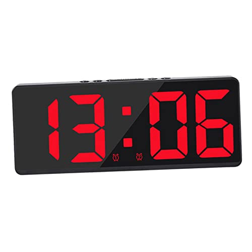 Fenteer Elektronischer Wecker mit großer Zahl, USB-Snooze, große LED-Anzeige, 2 Alarme, Kalendertemperatur für Senioren, schwere, Nachtgeschenk für, rot von Fenteer
